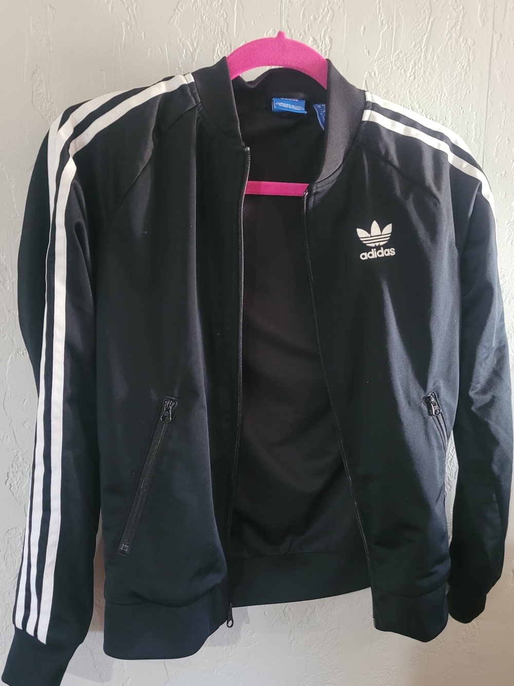 Adidas Originals Trefoil Track Jacket Black White 3-Stripe Full Zip Size Small